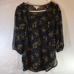 LC Lauren Conrad Sheer Floral Boho Blouse Medium Cottagecore Boho Delicate